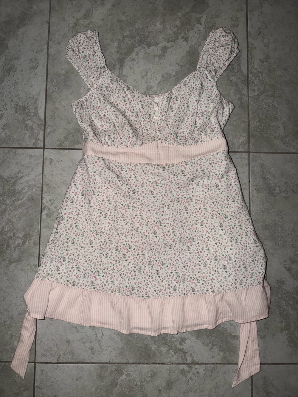 Hollister Pink Floral Sundress with Waist Tie